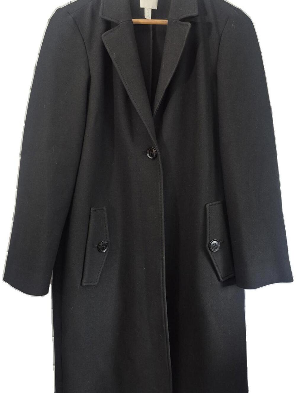 H&M Women’s Black Knee Length Dress Coat Size 2 – Classic Office Career